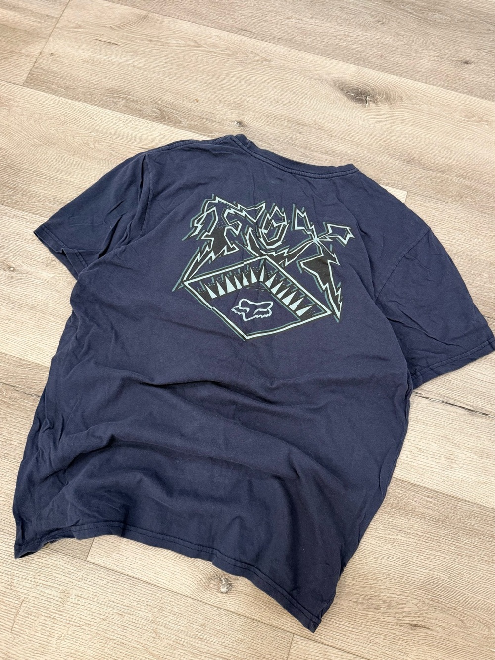 Fox Racing Vintage Y2K Graphic T-Shirt Navy Blue XL Motocross MX